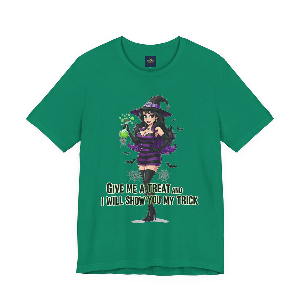 Sexy Witch Halloween T-Shirt - Flirty Witch Costume Tee | Trick or Treat Halloween Shirt - Atlas Briefly