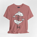 Pisces Zodiac T-shirt - Minimalist Black and White Unisex Tee