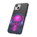 Neon Skull Synthwave Phone Case - Retro 80s Cyberpunk Mobile Cover | Vaporwave Tech Gift - Atlas Briefly