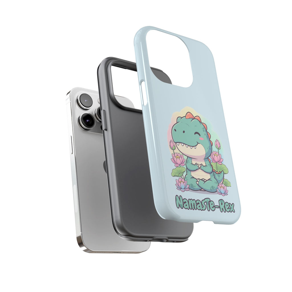 NamasTe-Rex Meditating Dinosaur Phone Case - Funny Yoga T-Rex Mobile Cover | Zen Tech Gift - Atlas Briefly