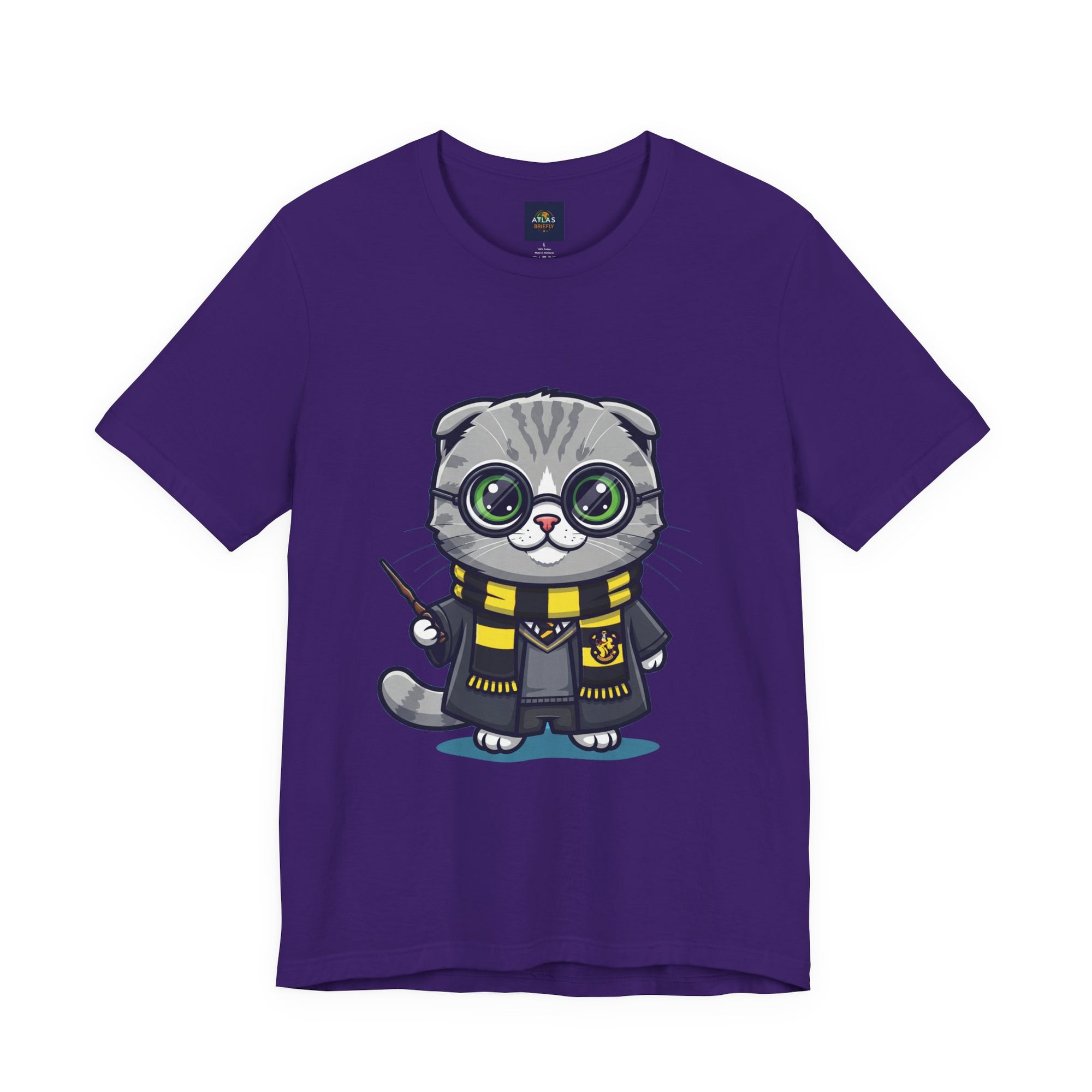 Hufflepurr Harry Potter T-Shirt - Funny Wizarding World Tee | Cute Potter Cat Gift - Atlas Briefly