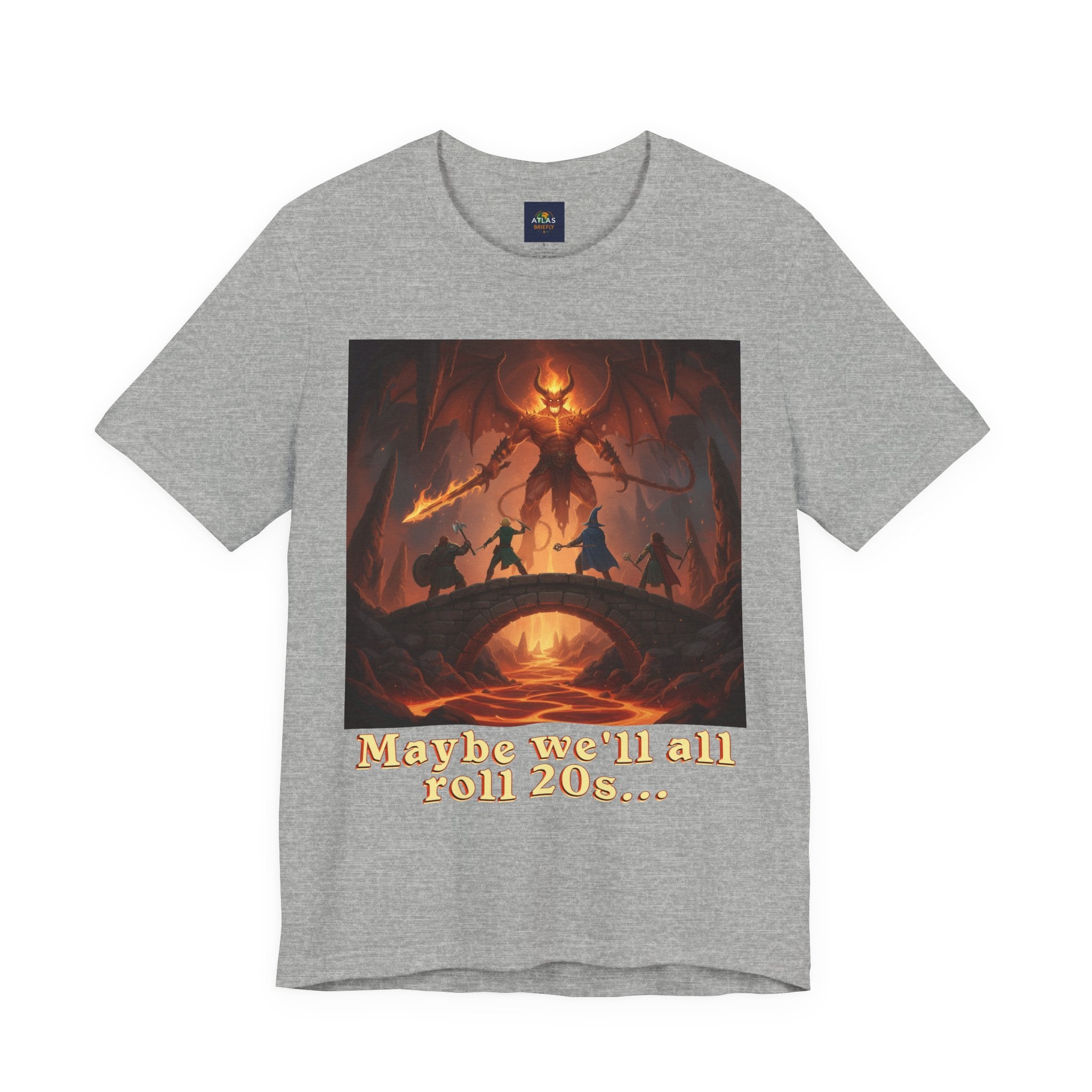 D&D Fantasy T-Shirt - Roll a Natural 20 Dungeon Master RPG Unisex Tee - Atlas Briefly