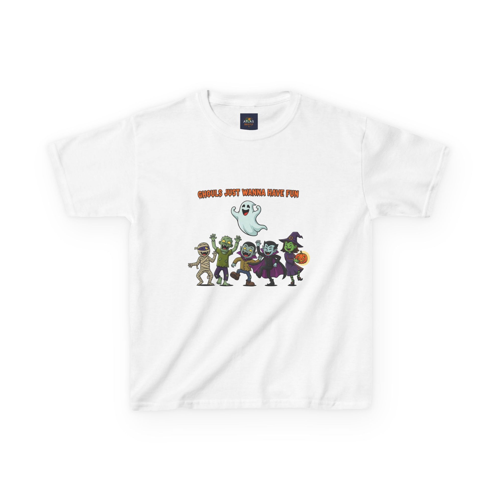 Ghouls Just Wanna Have Fun Kids Halloween T-Shirt | Funny Ghost Mummy Zombie Vampire Witch Shirt for Boys & Girls Trick or Treat Tee - Atlas Briefly