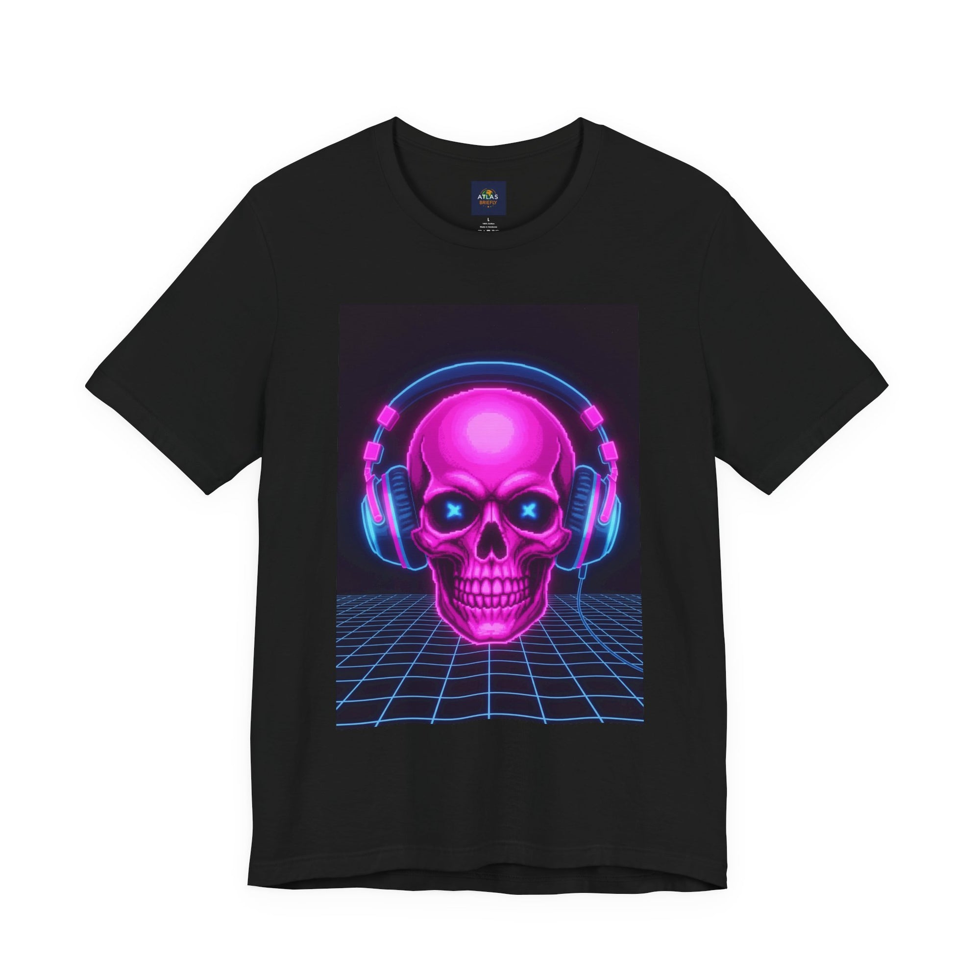 Neon Skull Synthwave Tee - Atlas Briefly