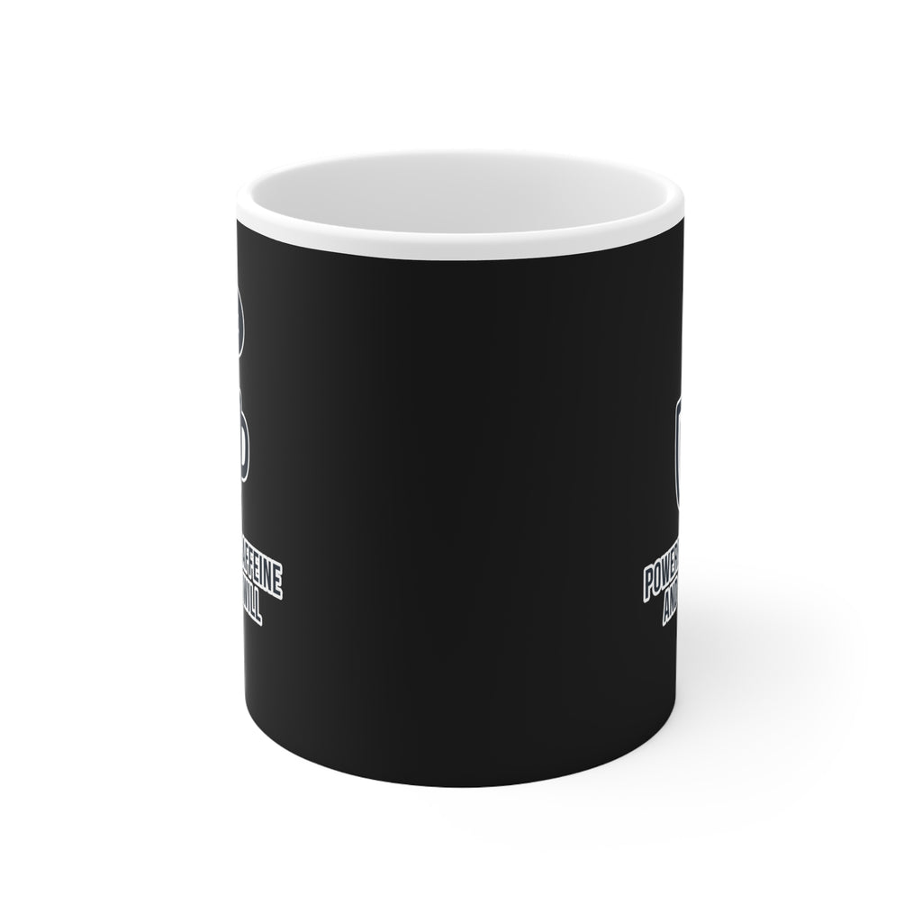 Powered by Caffeine Mug - Minimalist Black Coffee Cup for Coffee Lovers