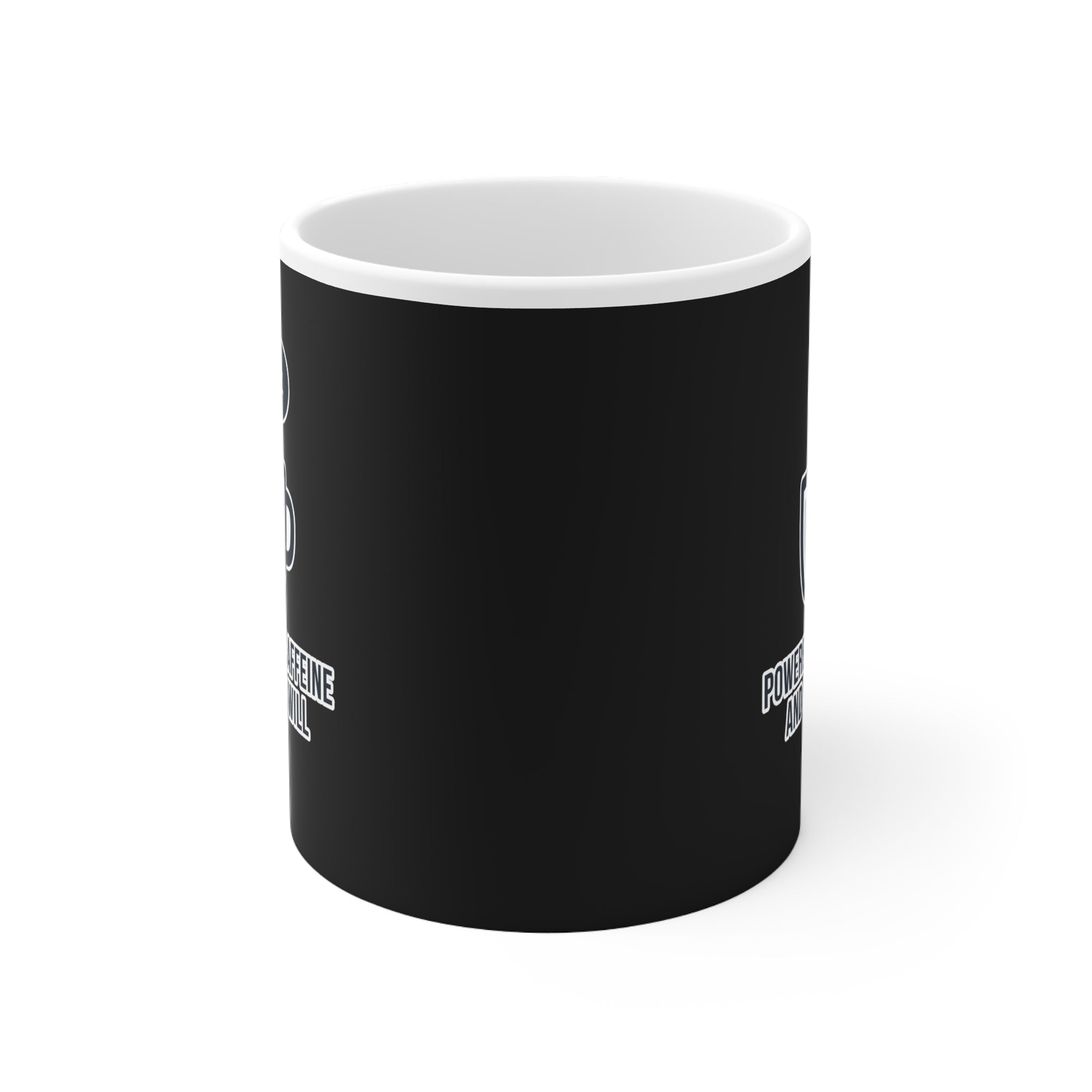 Powered by Caffeine Mug - Minimalist Black Coffee Cup for Coffee Lovers