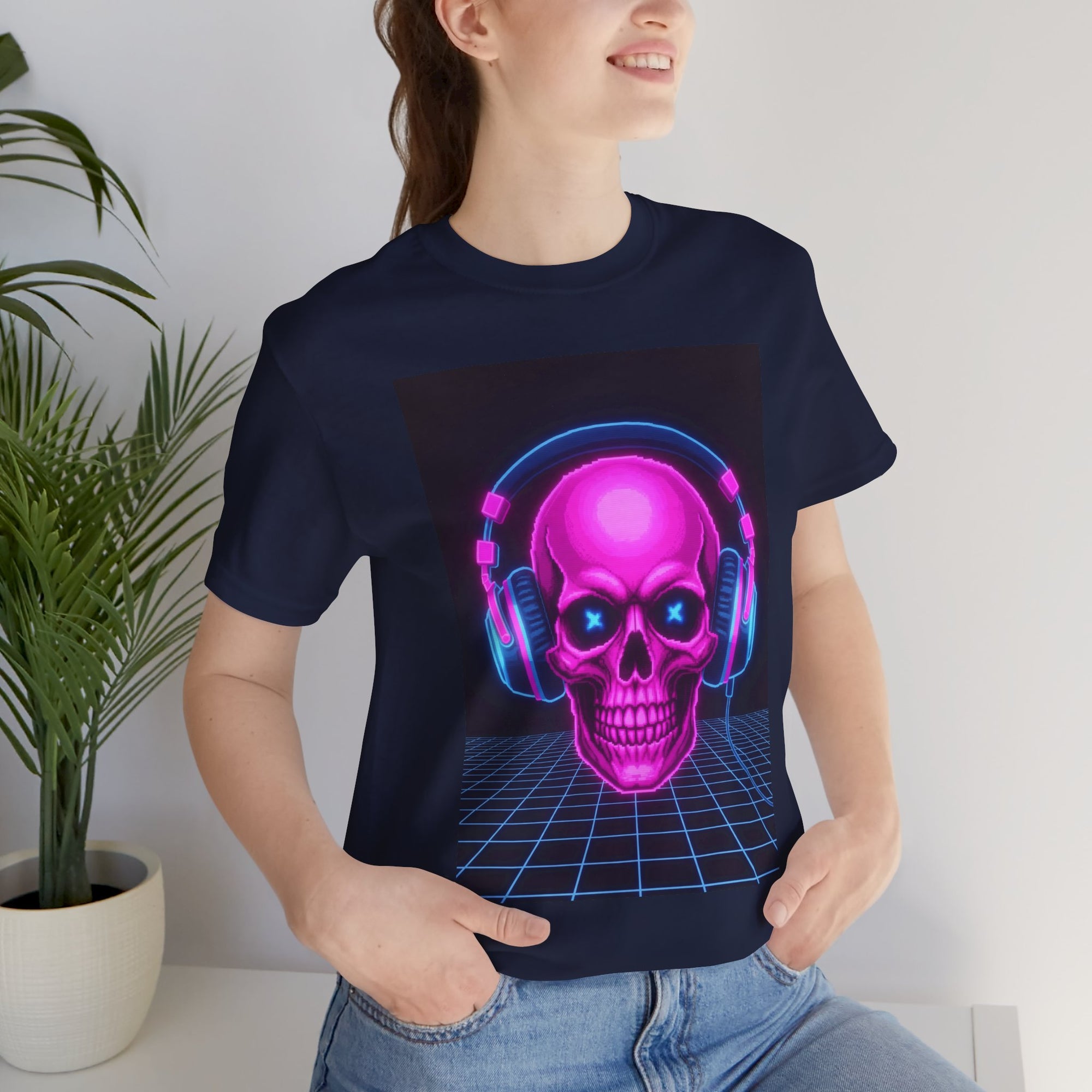 Neon Skull Synthwave Tee - Atlas Briefly