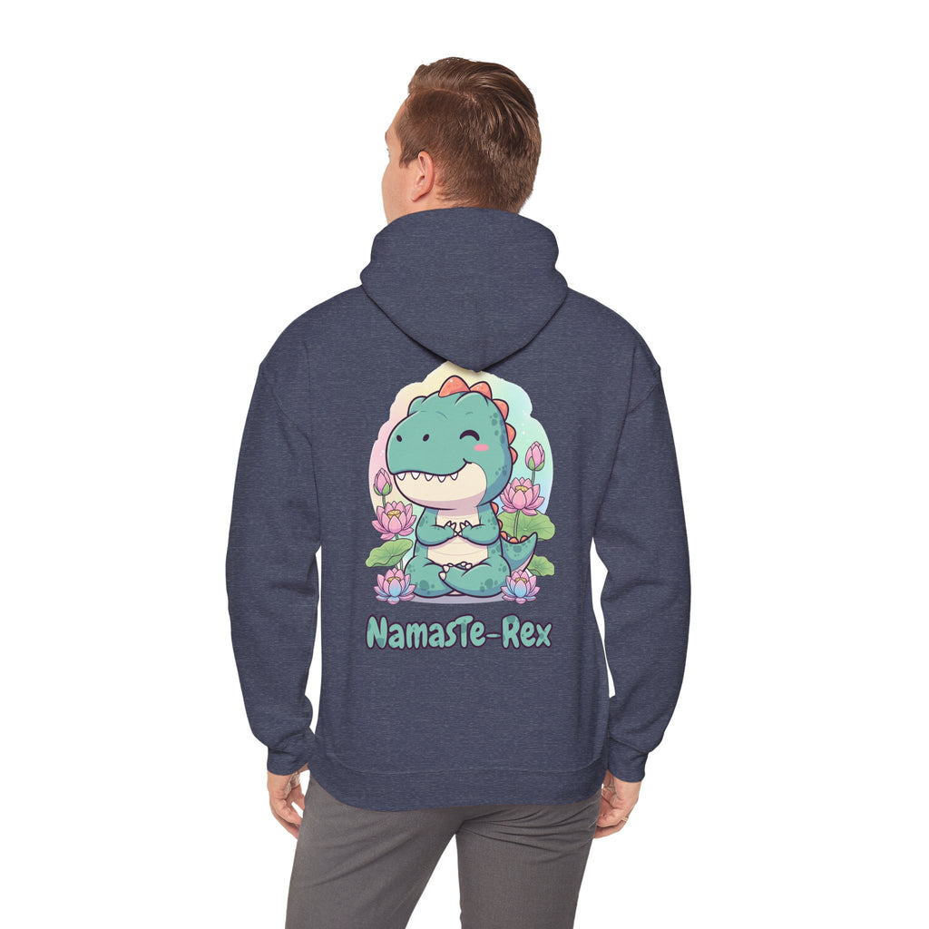 NamasTe-Rex Meditating Dinosaur Hoodie - Funny Yoga Sweatshirt | Zen T-Rex Gift - Atlas Briefly