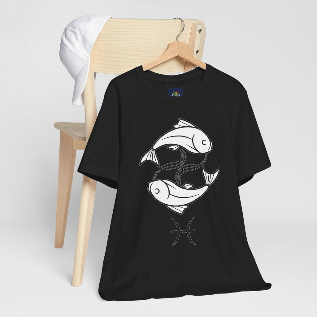 Pisces Zodiac T-shirt - Minimalist Black and White Unisex Tee