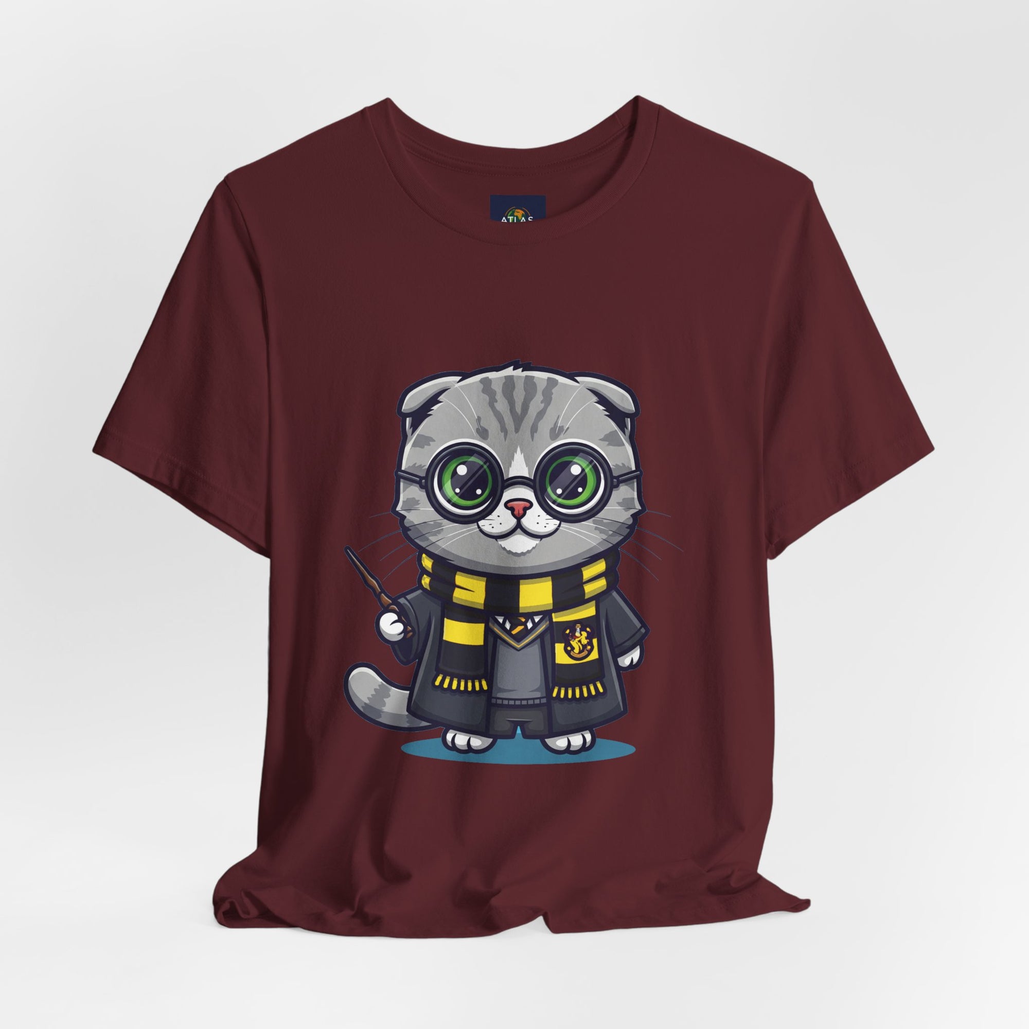 Hufflepurr Harry Potter T-Shirt - Funny Wizarding World Tee | Cute Potter Cat Gift - Atlas Briefly
