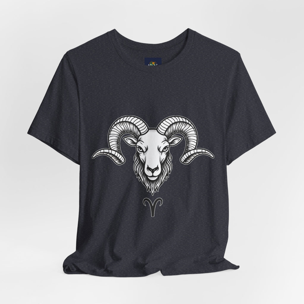 Aries Horoscope Tee - Unisex Black and White Minimal Design