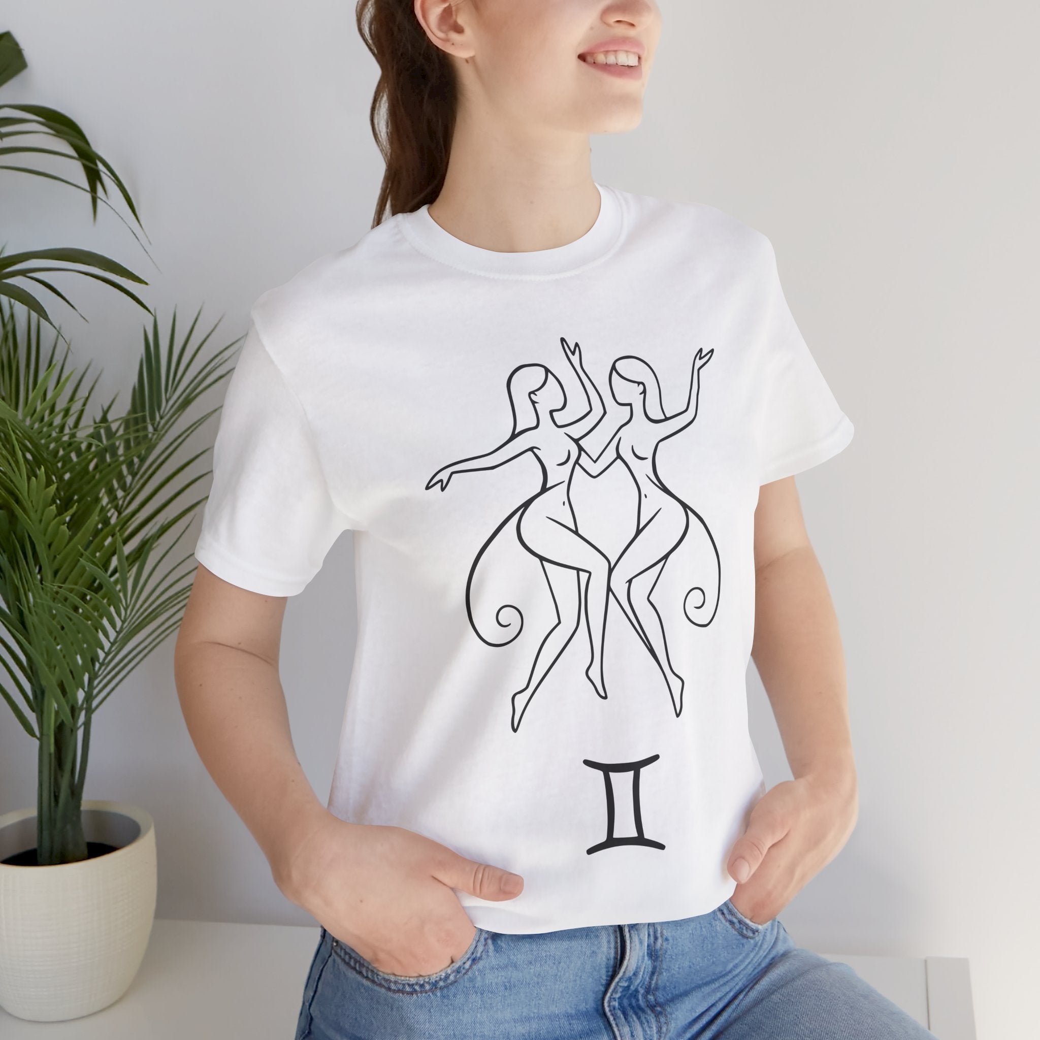 Gemini Zodiac Tee - Minimalistic Black and White Unisex Design