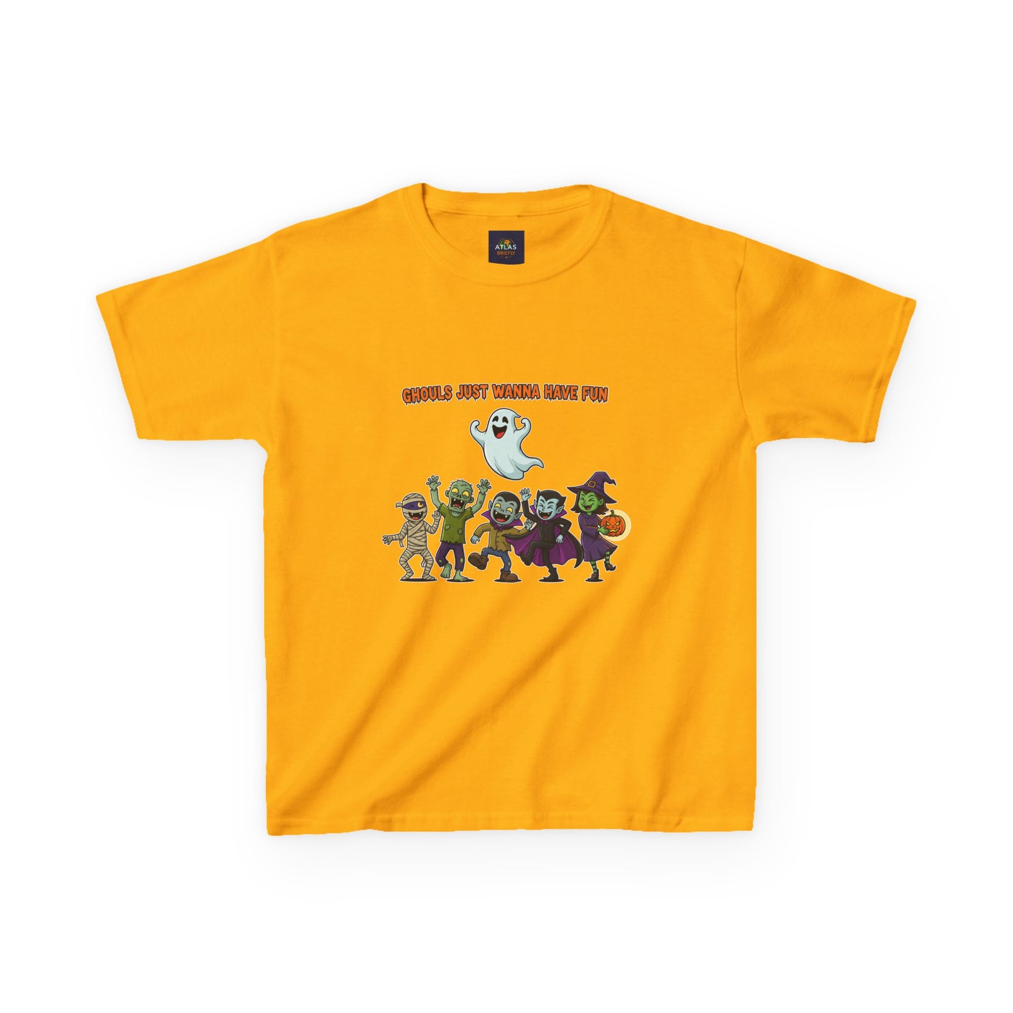 Ghouls Just Wanna Have Fun Kids Halloween T-Shirt | Funny Ghost Mummy Zombie Vampire Witch Shirt for Boys & Girls Trick or Treat Tee - Atlas Briefly
