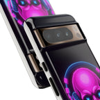 Neon Skull Synthwave Phone Case - Retro 80s Cyberpunk Mobile Cover | Vaporwave Tech Gift - Atlas Briefly