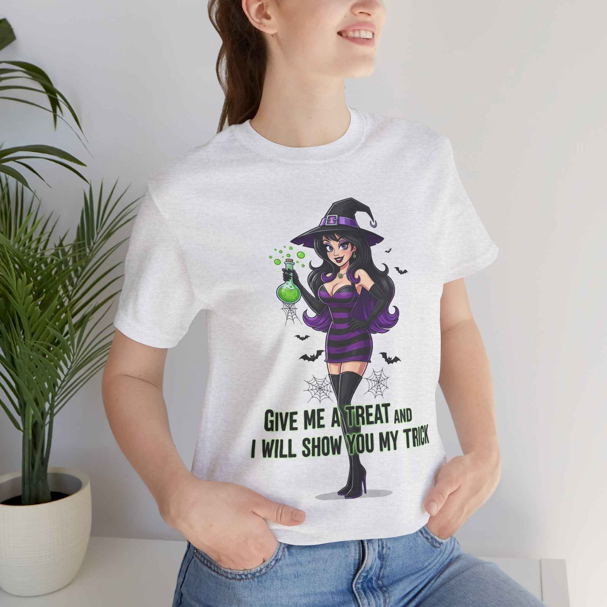 Sexy Witch Halloween T-Shirt - Flirty Witch Costume Tee for Trick or Treat - Atlas Briefly