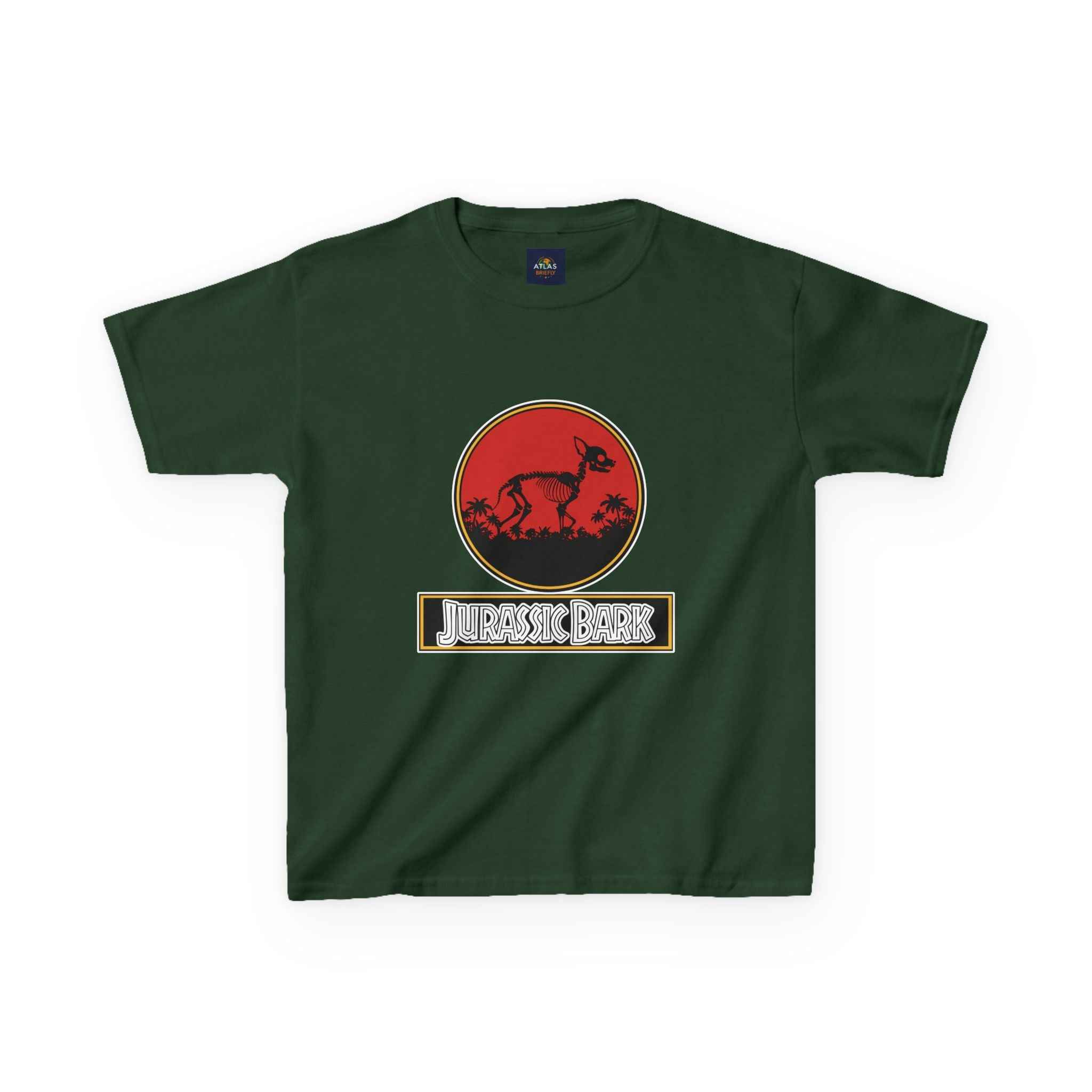Kids Chihuahua Jurassic Bark T-Shirt - Fun Dog & Dinosaur Tee for Young Pet Lovers - Atlas Briefly