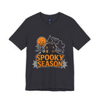 Spooky Season Halloween T-Shirt - Haunted House Ghost Bat Graphic Tee | Halloween Landscape Shirt - Atlas Briefly