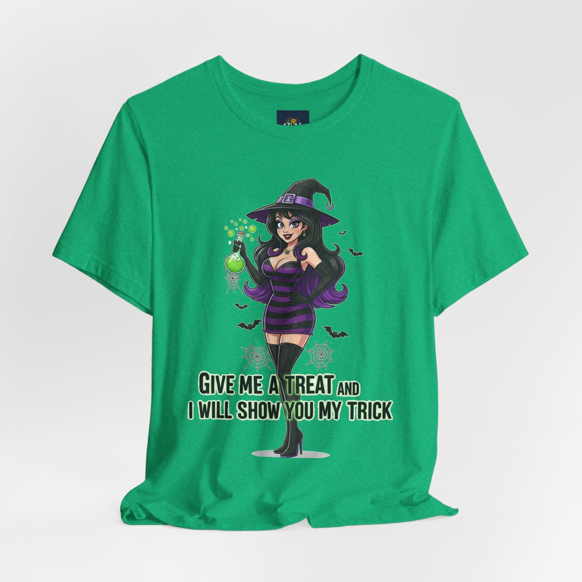 Sexy Witch Halloween T-Shirt - Flirty Witch Costume Tee | Trick or Treat Halloween Shirt - Atlas Briefly