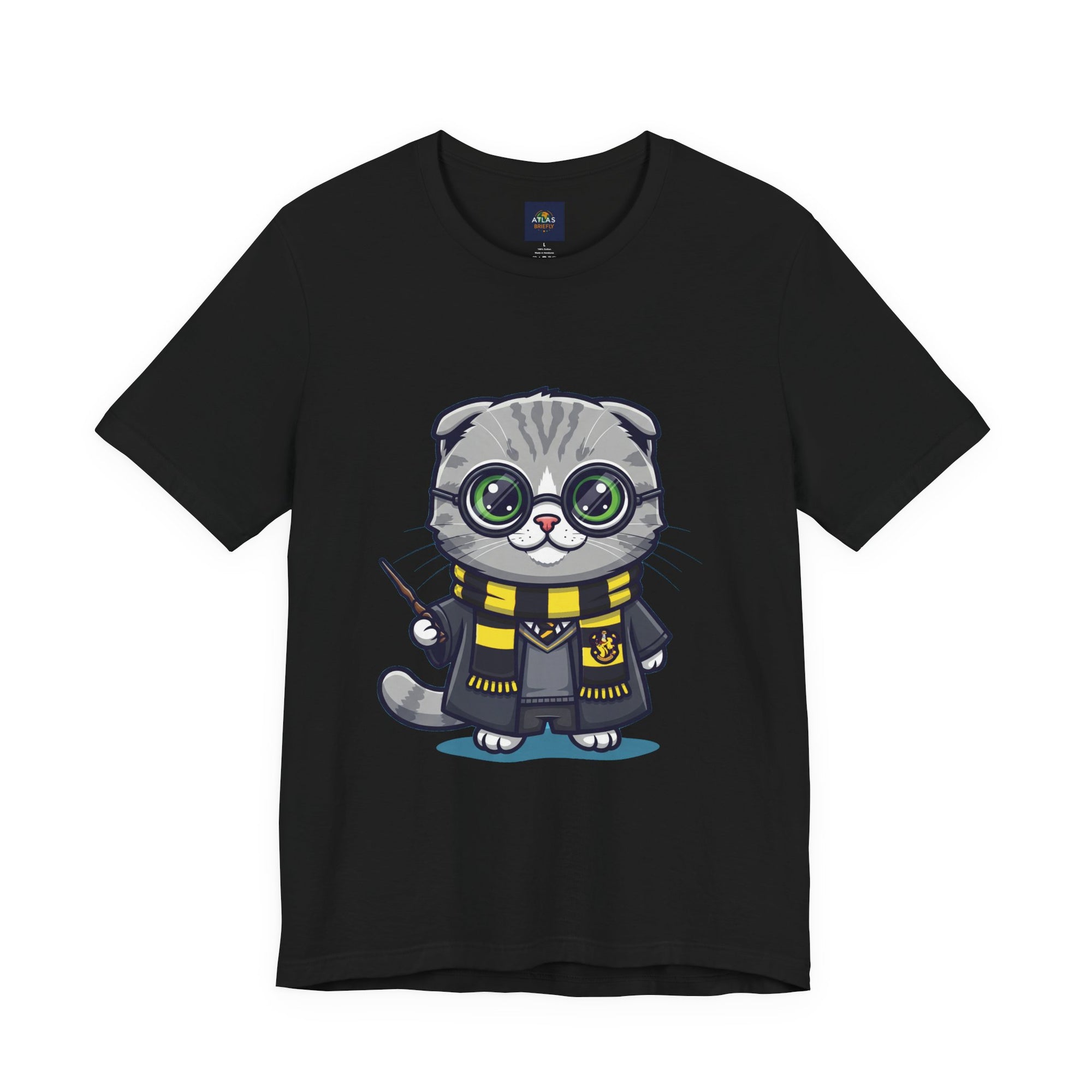 Hufflepurr Harry Potter T-Shirt - Funny Wizarding World Tee | Cute Potter Cat Gift - Atlas Briefly