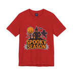 Spooky Season Halloween T-Shirt - Haunted House Ghost Bat Graphic Tee | Halloween Landscape Shirt - Atlas Briefly