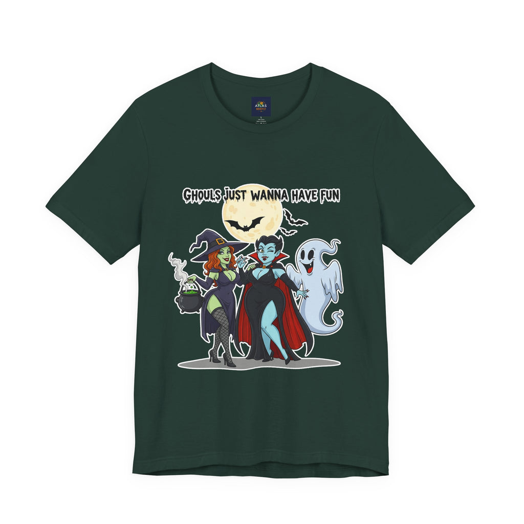 Ghouls Just Wanna Have Fun Halloween T-Shirt - Cute Witch Vampire Ghost Tee | Halloween Character Shirt - Atlas Briefly