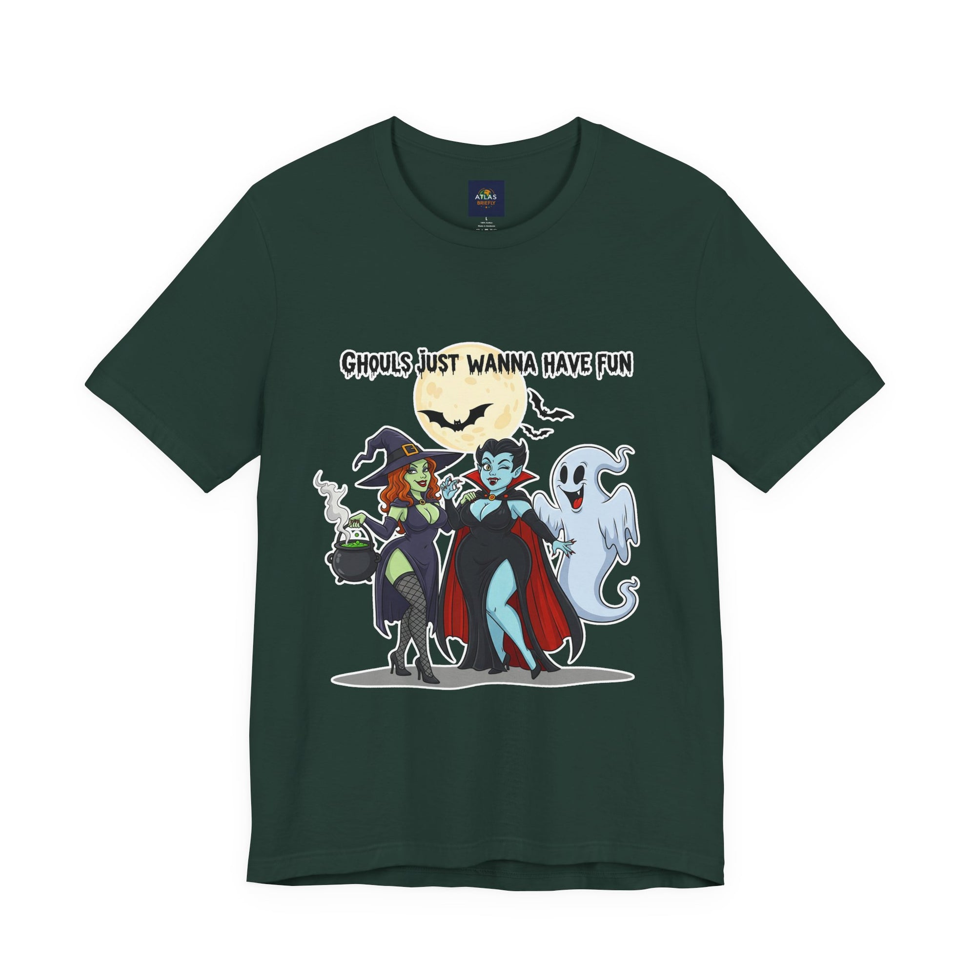 Ghouls Just Wanna Have Fun Halloween T-Shirt - Cute Witch Vampire Ghost Tee | Halloween Character Shirt - Atlas Briefly