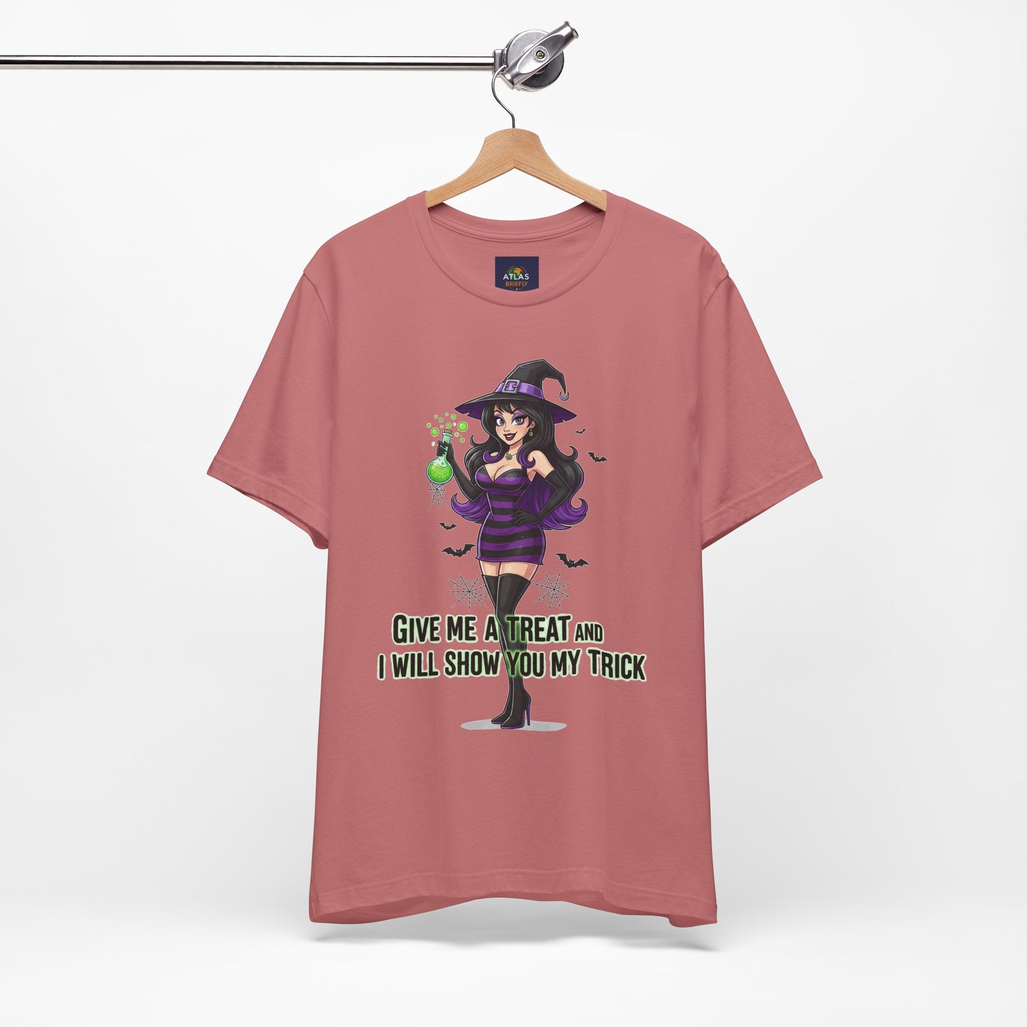 Sexy Witch Halloween T-Shirt - Flirty Witch Costume Tee | Trick or Treat Halloween Shirt - Atlas Briefly