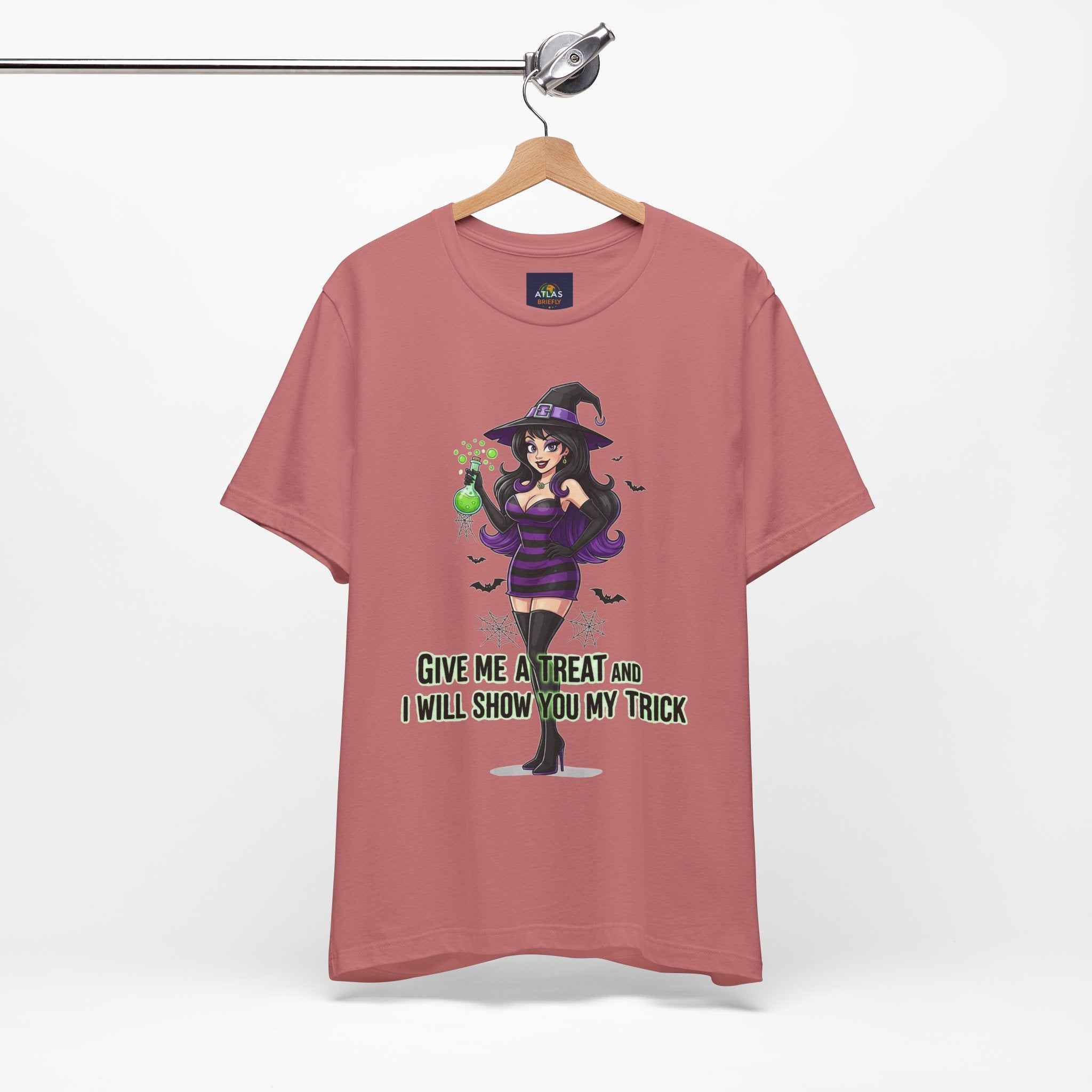 Sexy Witch Halloween T-Shirt - Flirty Witch Costume Tee for Trick or Treat - Atlas Briefly