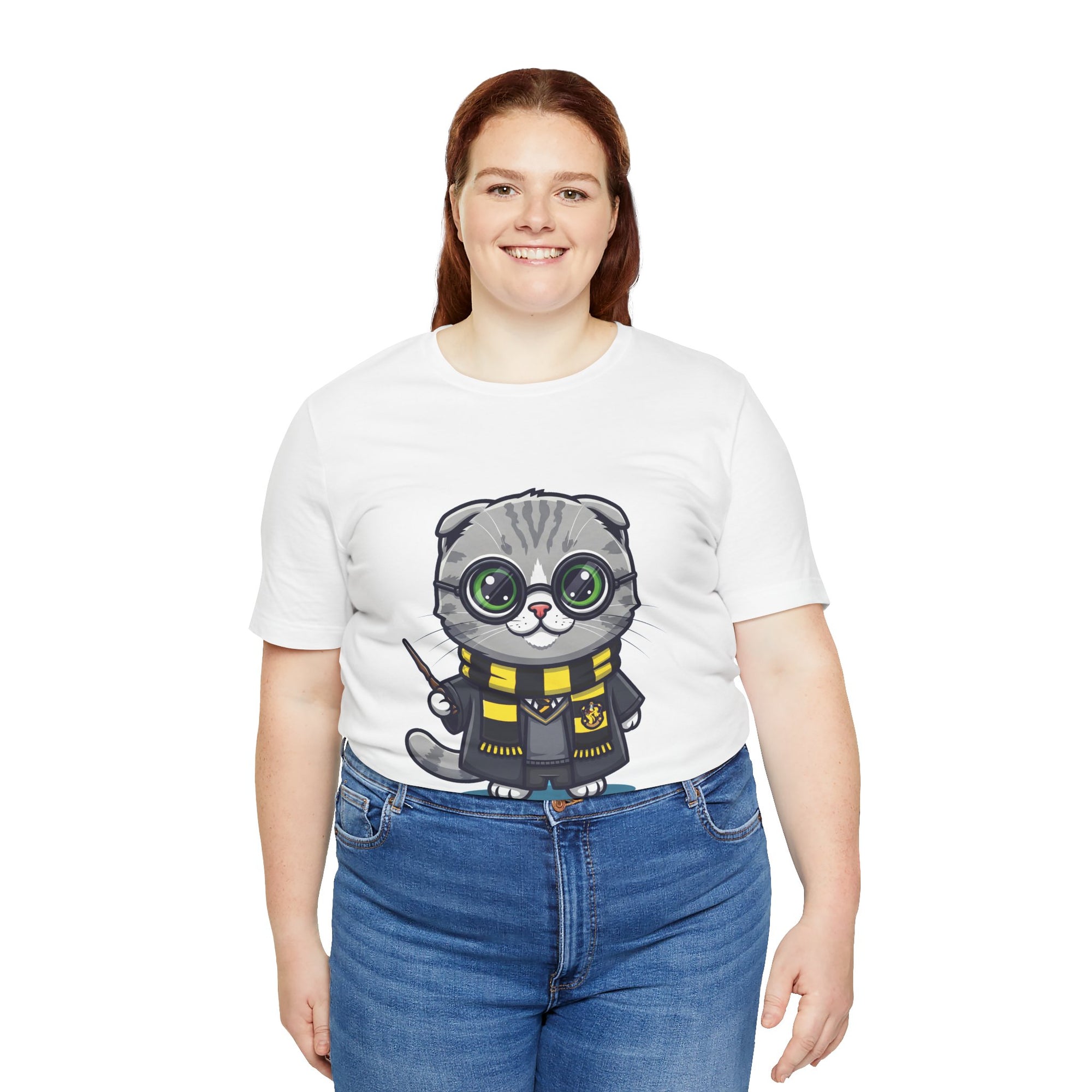 Hufflepurr Harry Potter T-Shirt - Funny Wizarding World Tee | Cute Potter Cat Gift - Atlas Briefly