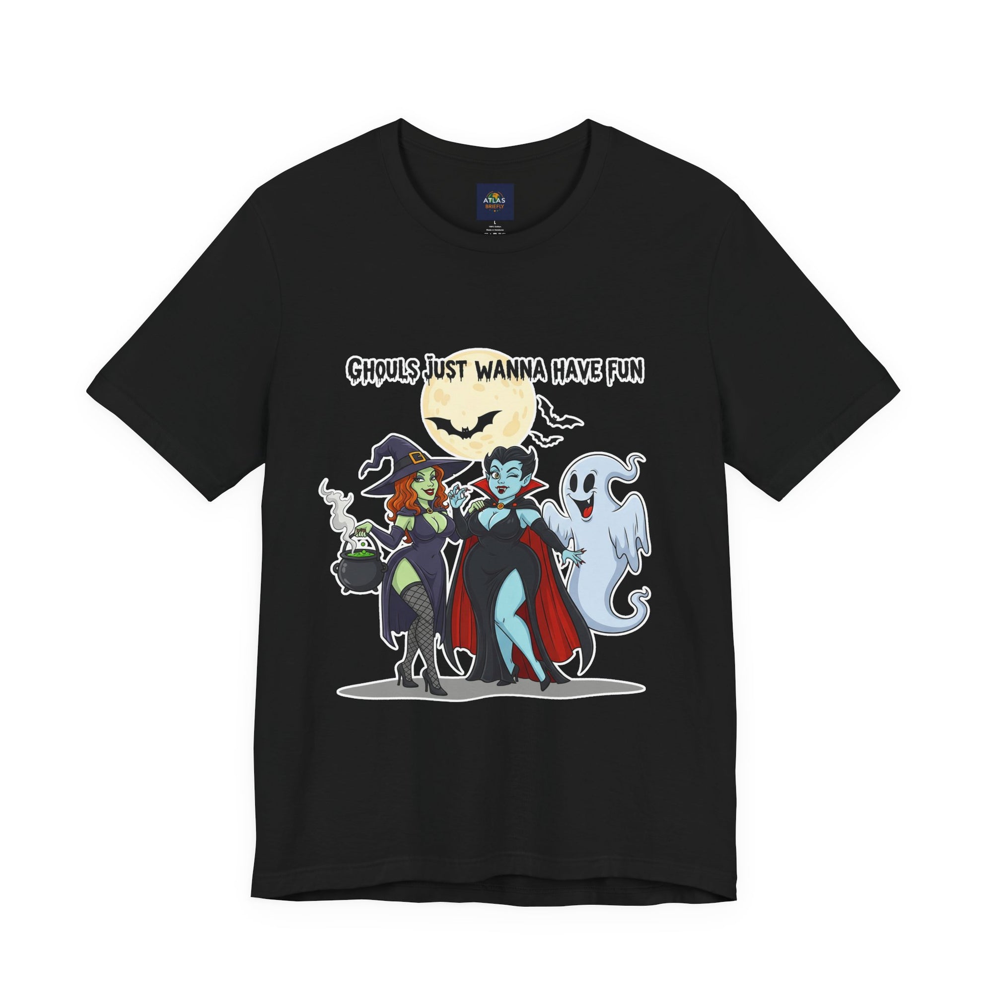 Ghouls Just Wanna Have Fun Halloween T-Shirt - Cute Witch Vampire Ghost Tee | Halloween Character Shirt - Atlas Briefly