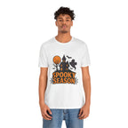 Spooky Season Halloween T-Shirt - Haunted House Ghost Bat Graphic Tee | Halloween Landscape Shirt - Atlas Briefly