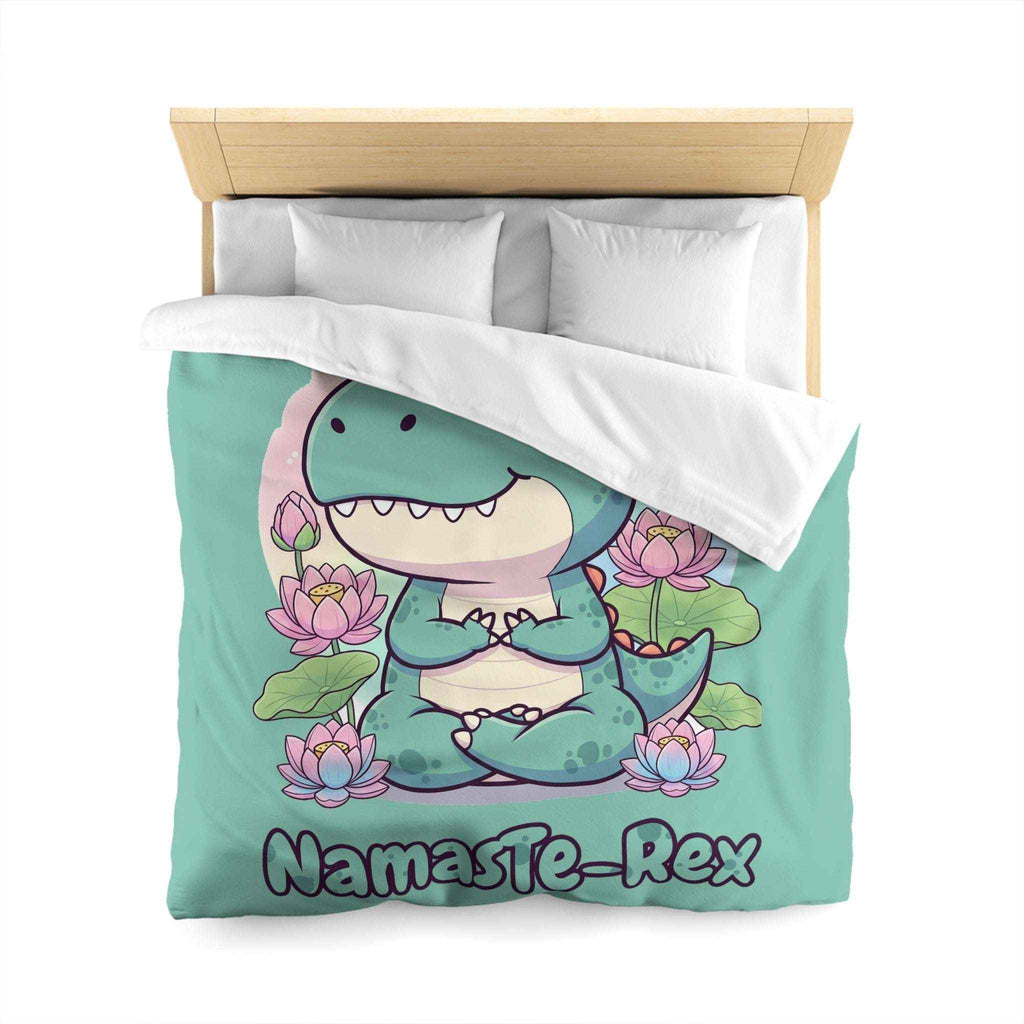 NamasTe-Rex Duvet Cover - Yoga Dinosaur Bedding for a Playful Bedroom - Atlas Briefly