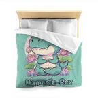 NamasTe-Rex Duvet Cover - Yoga Dinosaur Bedding for a Playful Bedroom - Atlas Briefly