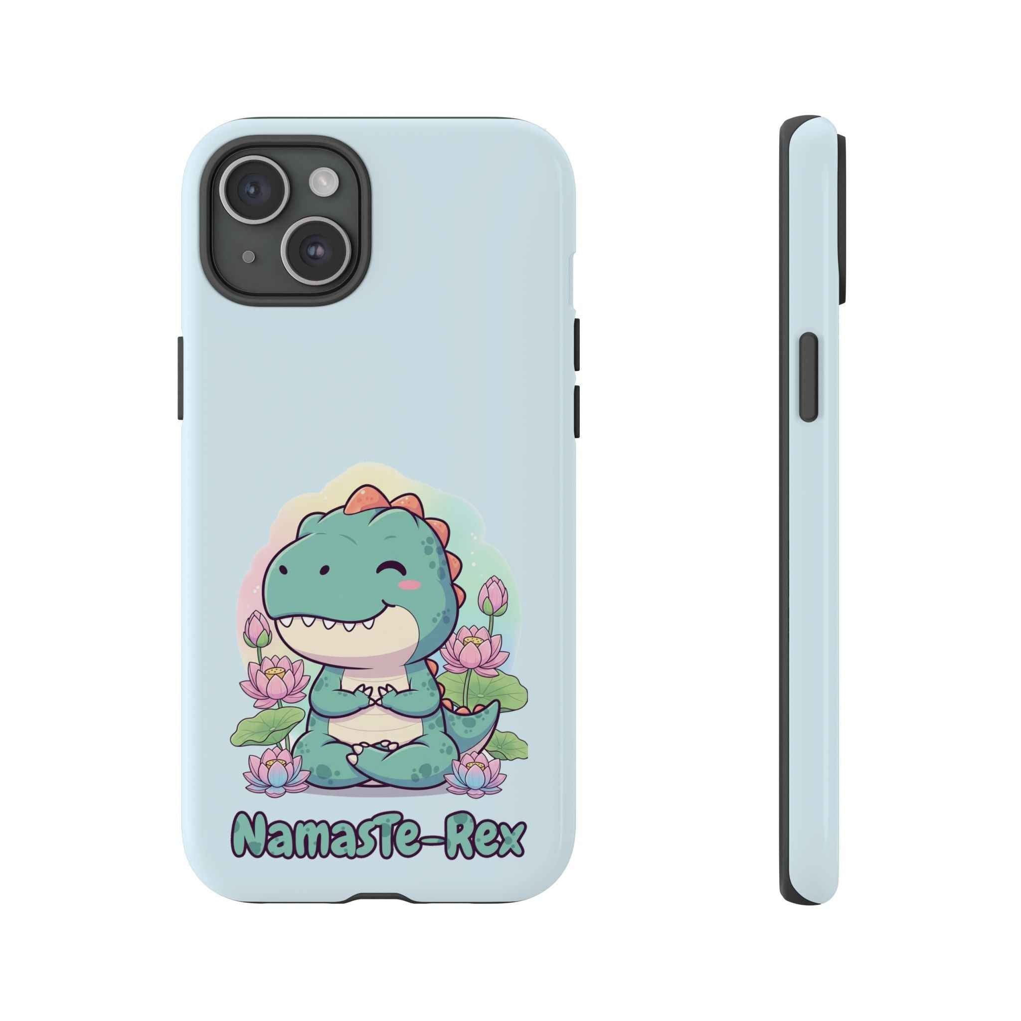 NamasTe-Rex Phone Case - Funny Yoga T-Rex Meditating Dinosaur Mobile Cover for Zen Lovers - Atlas Briefly