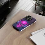 Neon Skull Synthwave Phone Case - Retro 80s Cyberpunk Mobile Cover | Vaporwave Tech Gift - Atlas Briefly
