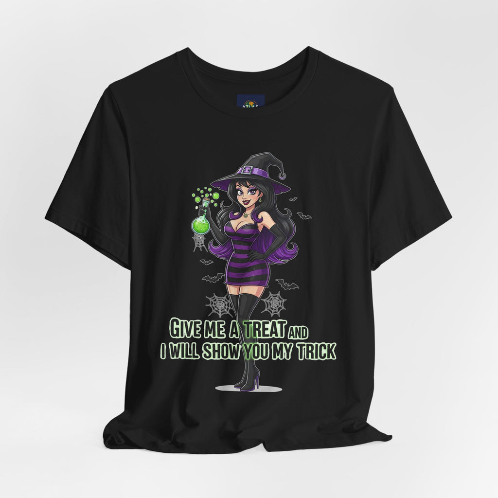Sexy Witch Halloween T-Shirt - Flirty Witch Costume Tee | Trick or Treat Halloween Shirt - Atlas Briefly