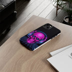 Neon Skull Synthwave Phone Case - Retro 80s Cyberpunk Mobile Cover | Vaporwave Tech Gift - Atlas Briefly