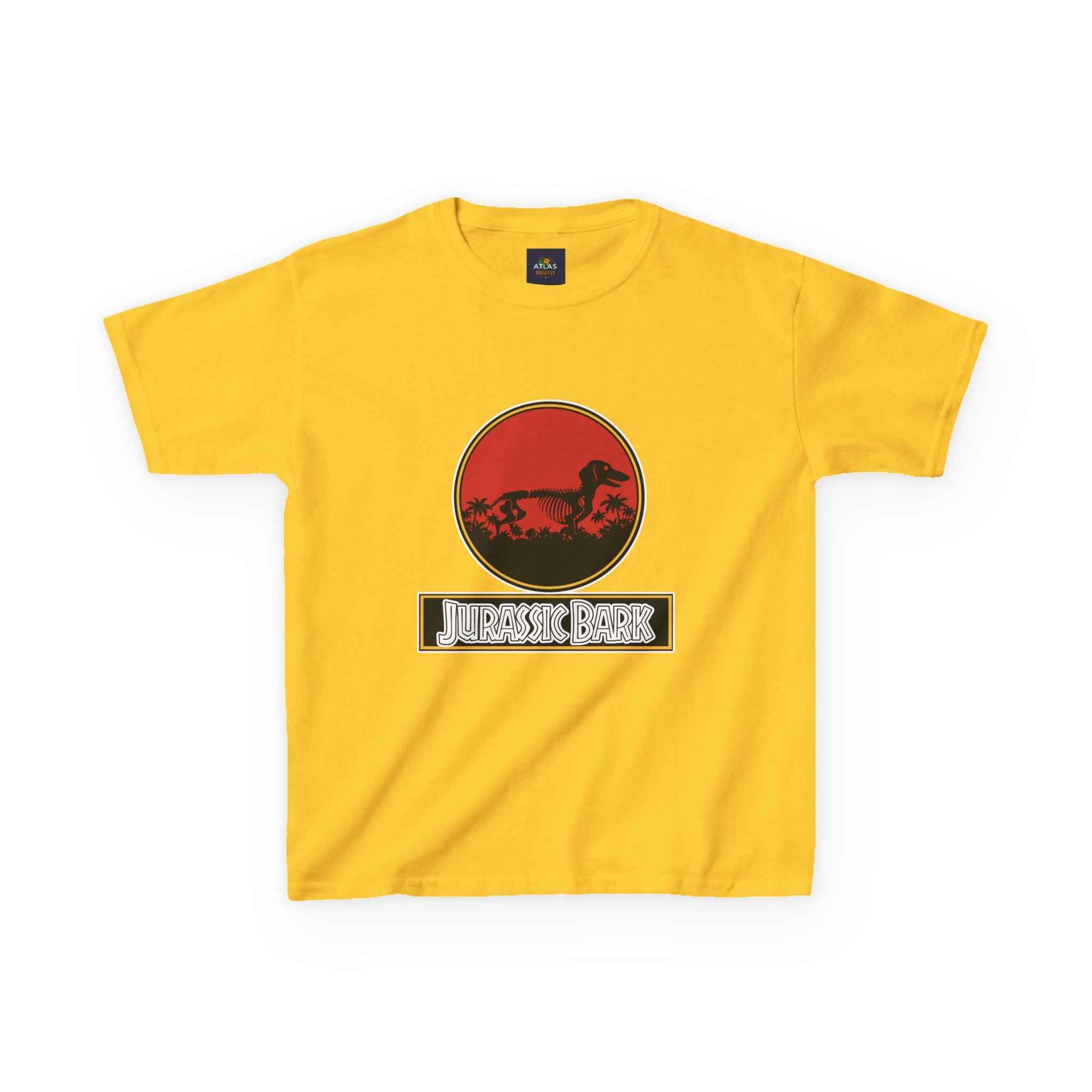 Kids Dachshund T-Shirt - Jurassic Bark Wiener Dog Tee - Atlas Briefly