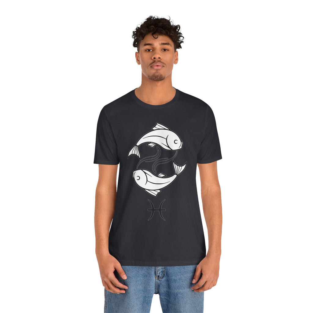 Pisces Zodiac T-shirt - Minimalist Black and White Unisex Tee