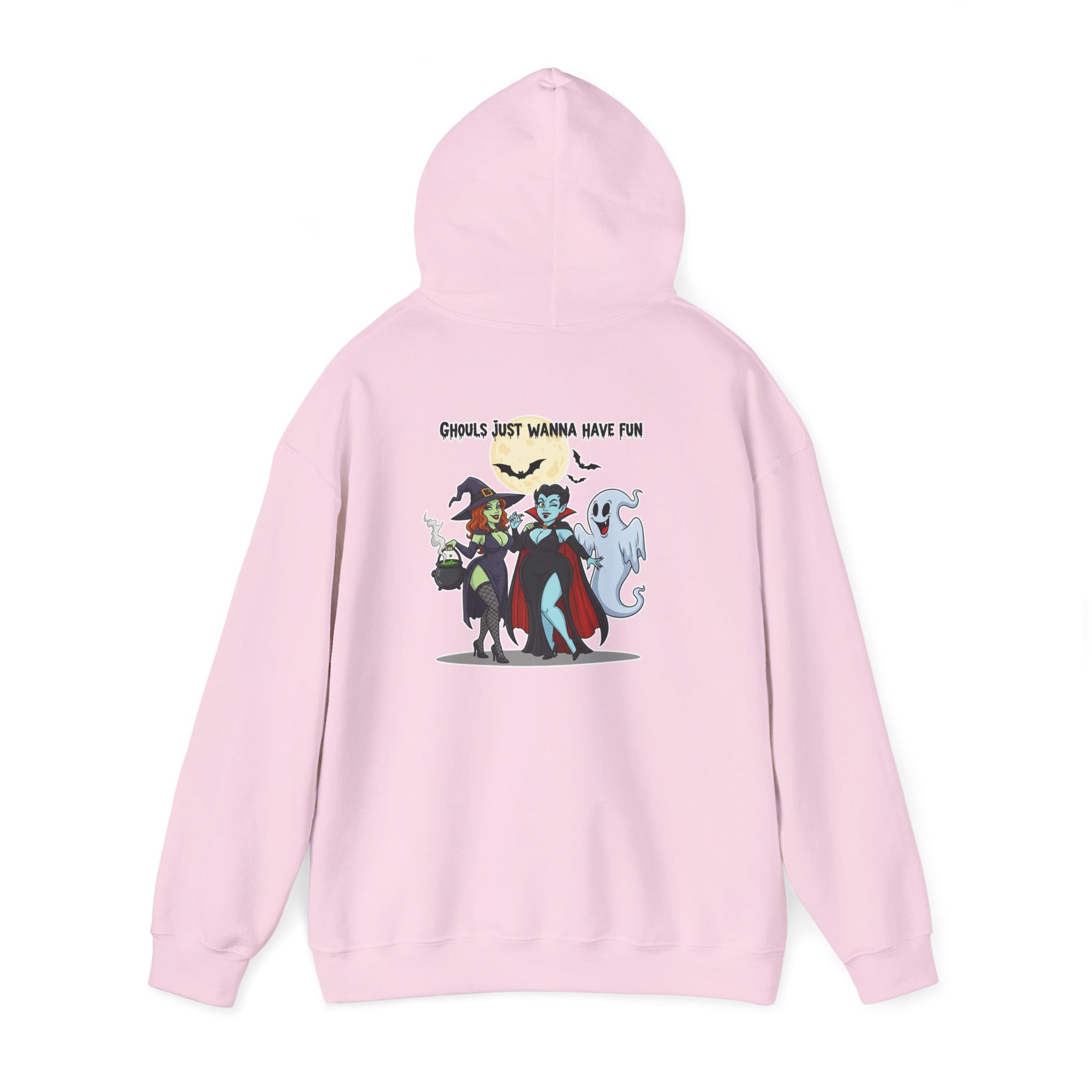 Ghouls Just Wanna Have Fun Halloween Hoodie – Witch, Vampire & Ghost Graphic