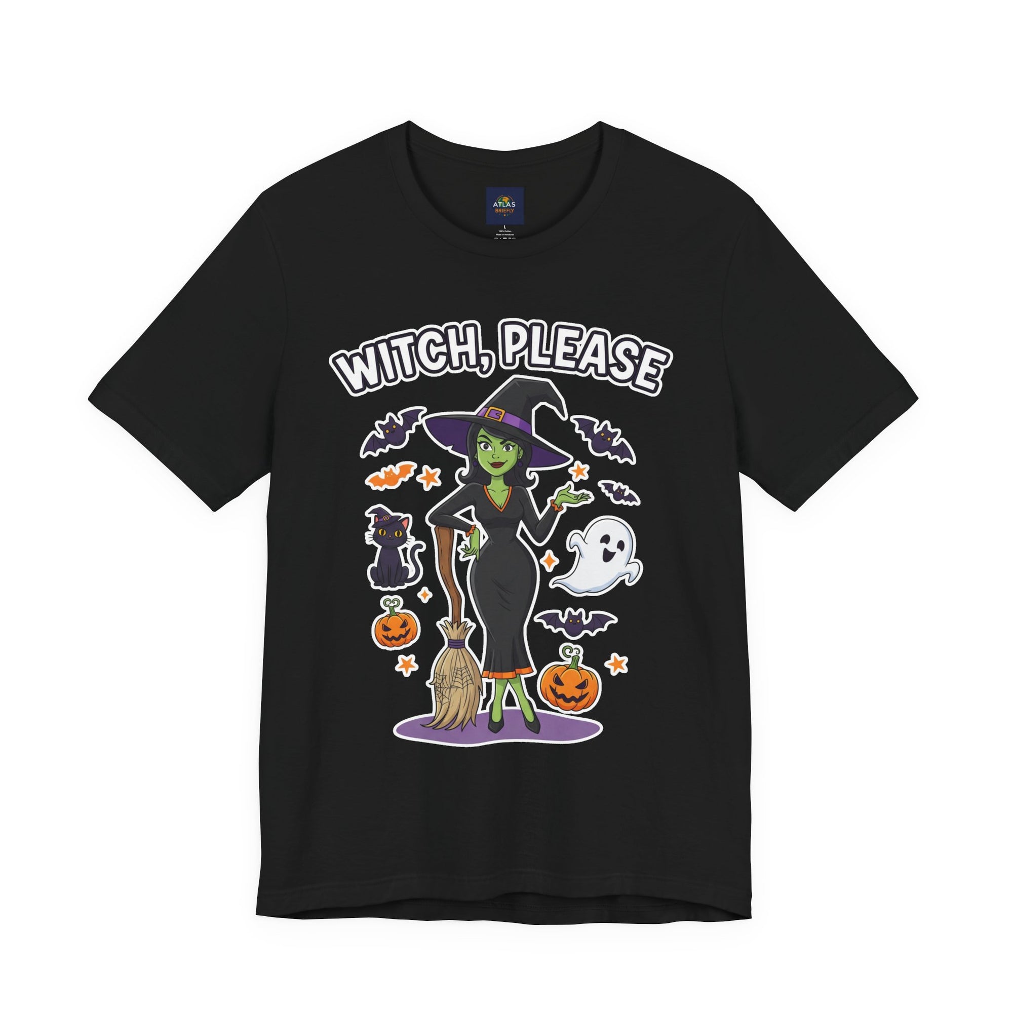 Witch Please Halloween T-Shirt - Sassy Witch Tee with Pumpkin Design | Funny Halloween Shirt - Atlas Briefly