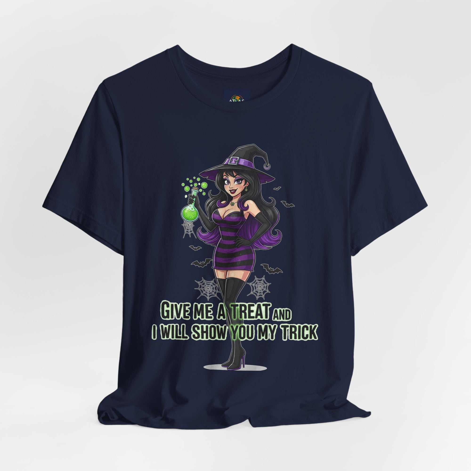 Sexy Witch Halloween T-Shirt - Flirty Witch Costume Tee | Trick or Treat Halloween Shirt - Atlas Briefly