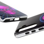 Neon Skull Synthwave Phone Case - Retro 80s Cyberpunk Mobile Cover | Vaporwave Tech Gift - Atlas Briefly