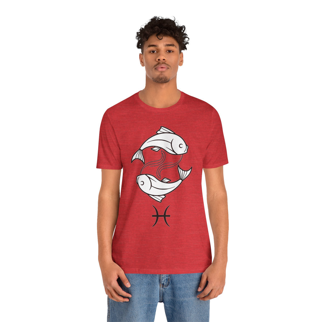 Pisces Zodiac T-shirt - Minimalist Black and White Unisex Tee