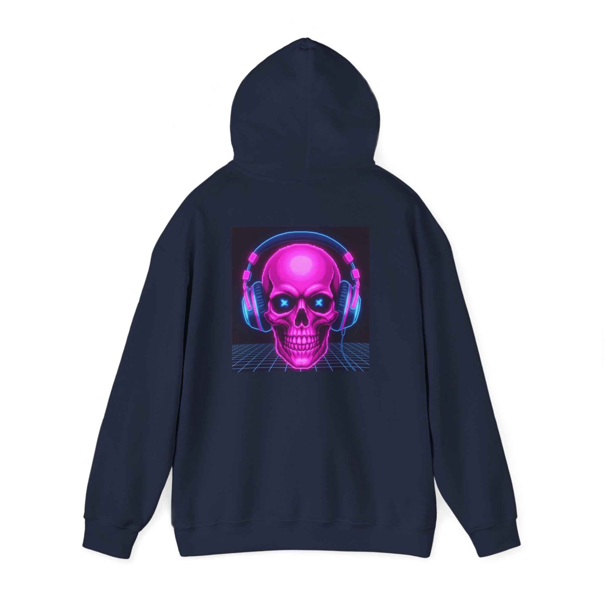 Neon Skull Hoodie - Retro Gaming Synthwave Sweatshirt - Atlas Briefly