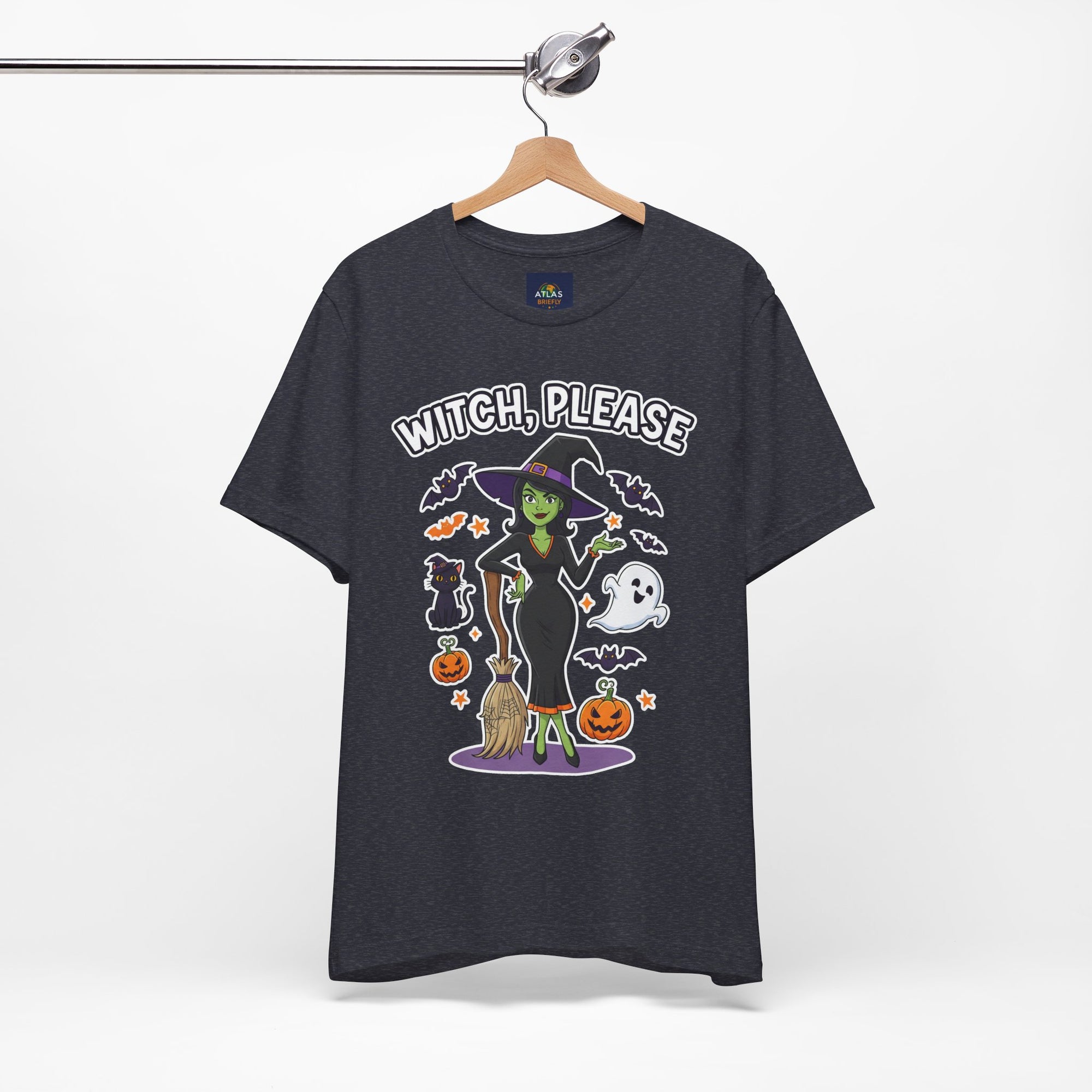 Witch Please Halloween T-Shirt - Sassy Witch Tee with Pumpkin Design | Funny Halloween Shirt - Atlas Briefly