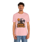 Spooky Season Halloween T-Shirt - Haunted House Ghost Bat Graphic Tee | Halloween Landscape Shirt - Atlas Briefly