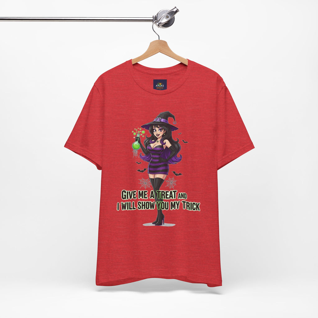 Sexy Witch Halloween T-Shirt - Flirty Witch Costume Tee | Trick or Treat Halloween Shirt - Atlas Briefly