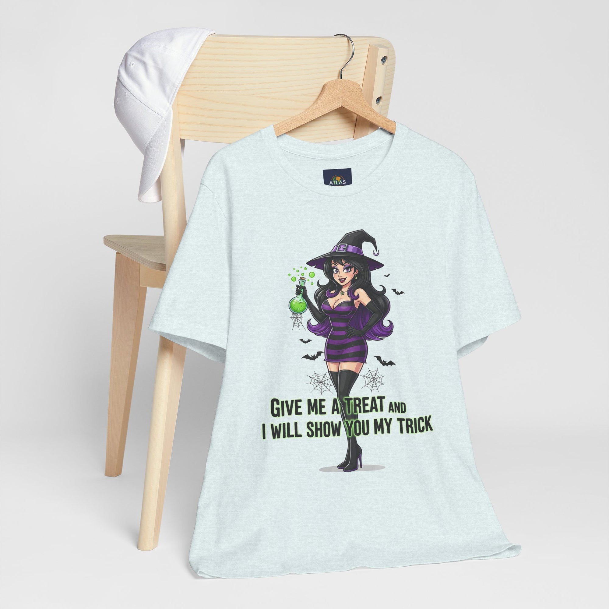 Sexy Witch Halloween T-Shirt - Flirty Witch Costume Tee | Trick or Treat Halloween Shirt - Atlas Briefly