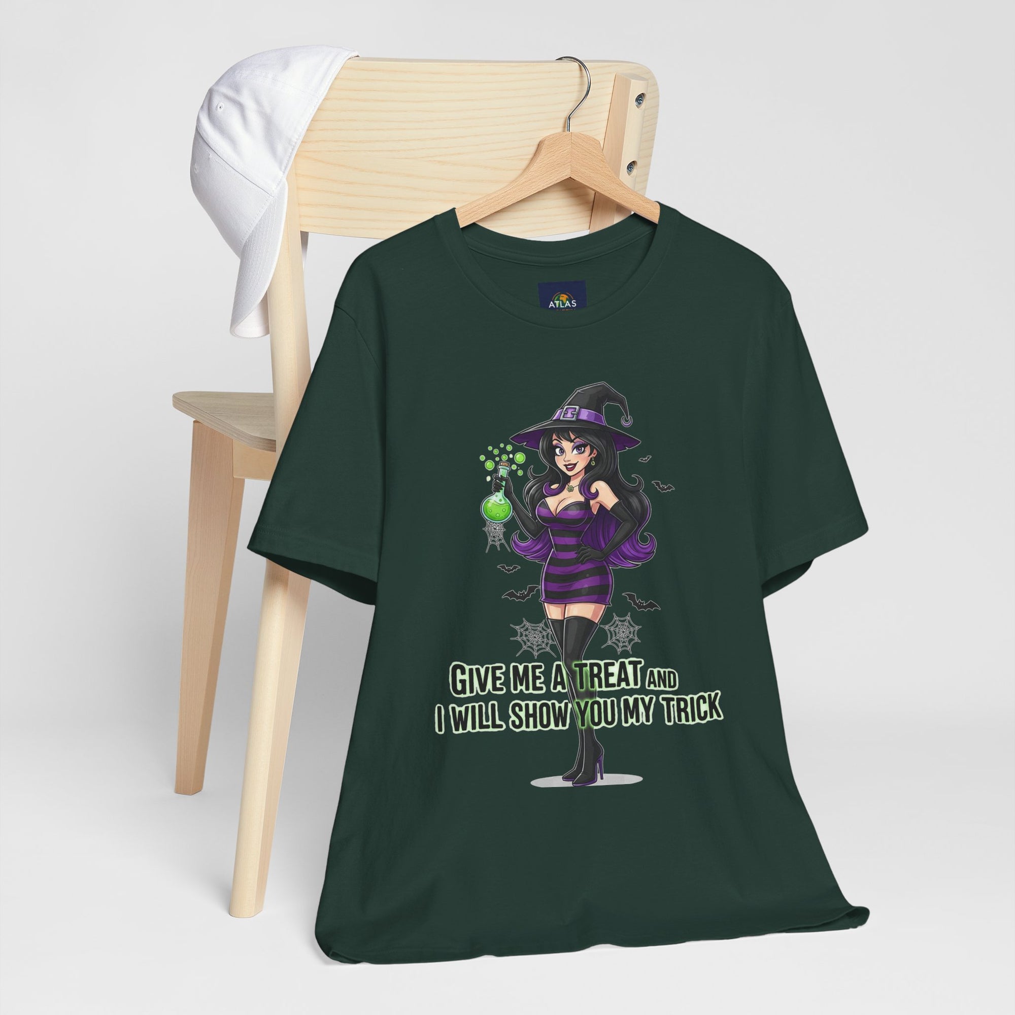 Sexy Witch Halloween T-Shirt - Flirty Witch Costume Tee | Trick or Treat Halloween Shirt - Atlas Briefly